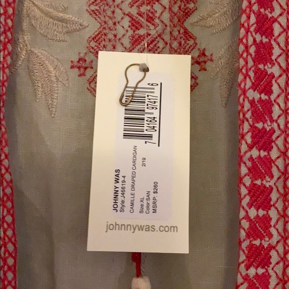 Nwt Johnny Was Camille Draped Cardigan 